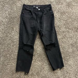 Black distressed mom jeans
